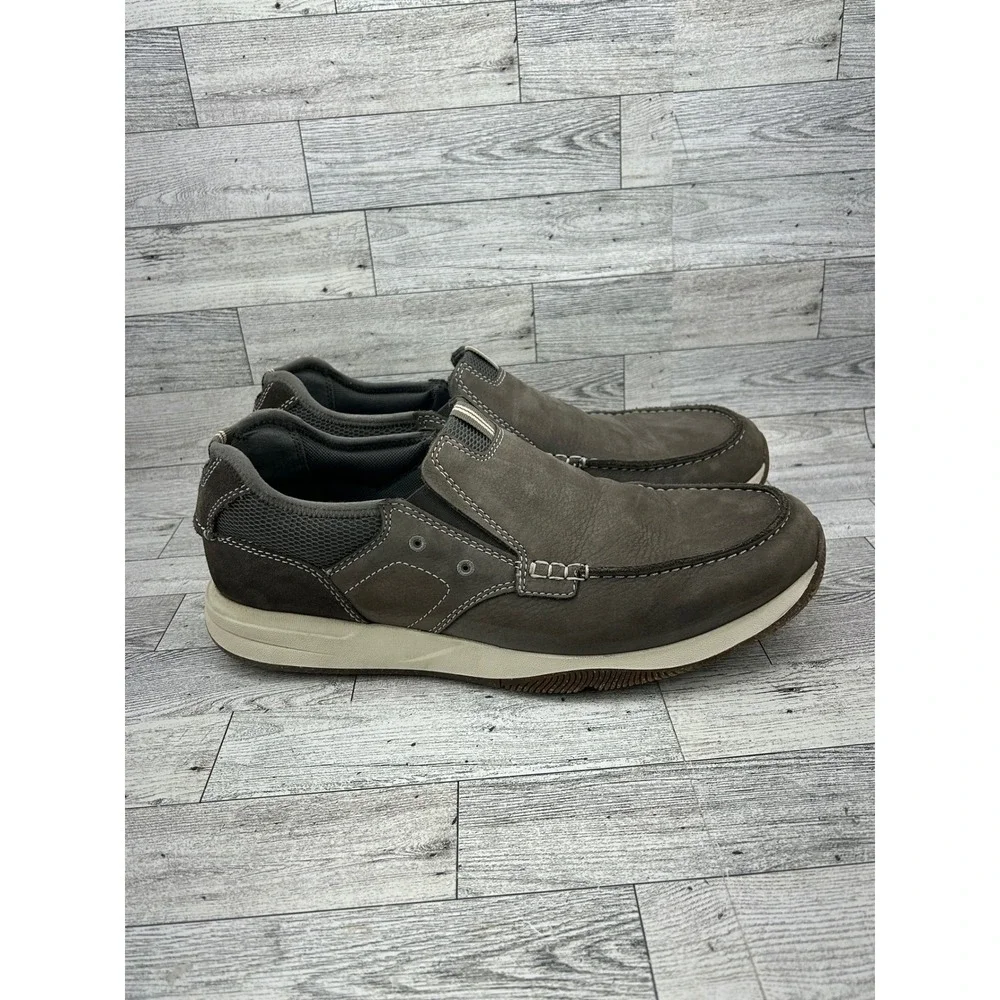 Clarks Collection Mens Grey Nubuck Slip On Loafers Size‎ 12 W Ultimate Comfort